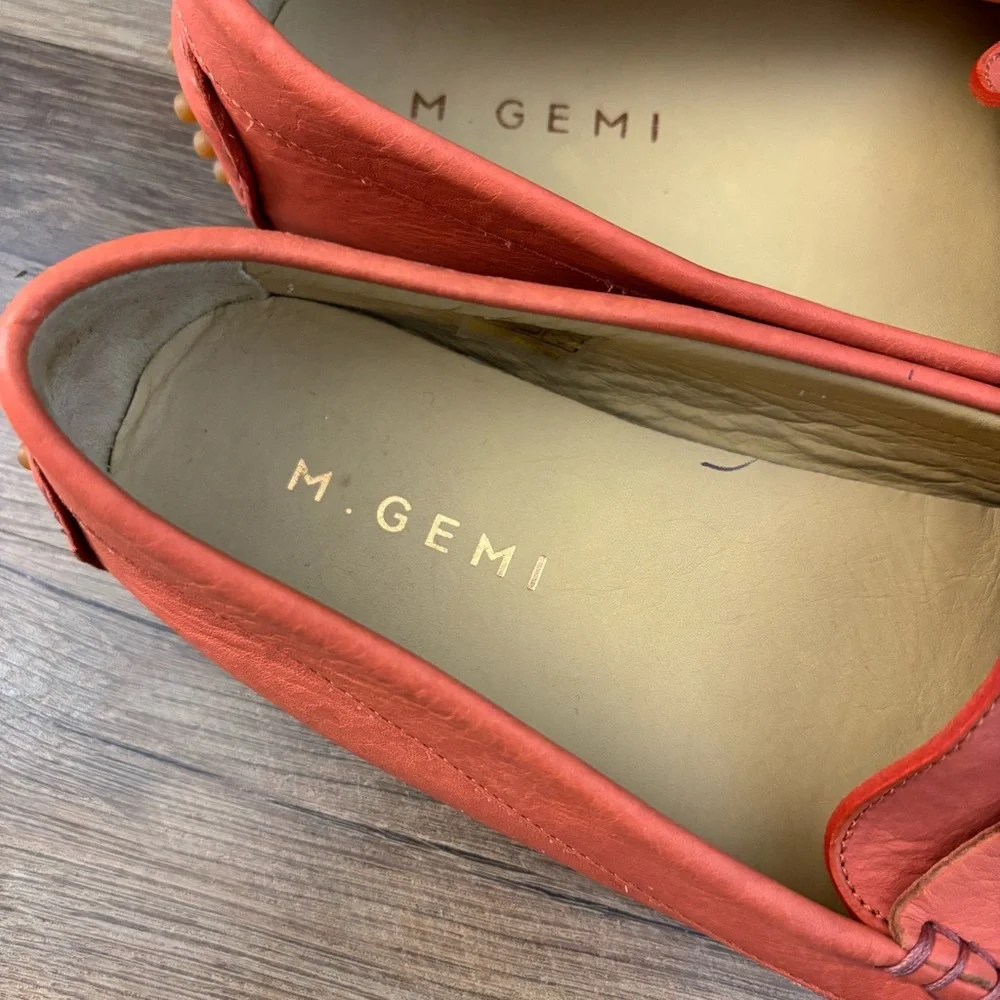 M.Gemi Leather Driving Moccasin Slip On Loafers Light Orange - Picture 3 of 8